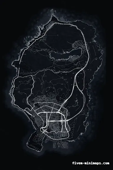 Black OBSIDIAN FiveM minimap for GTA V — google style — showing the whole San Andreas map