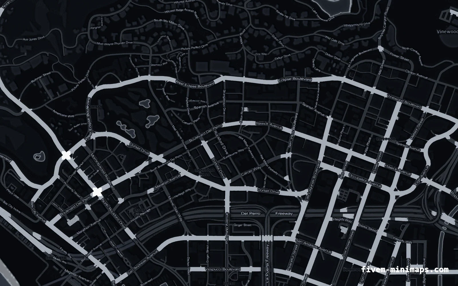 Black minimap on the without postal codes base map