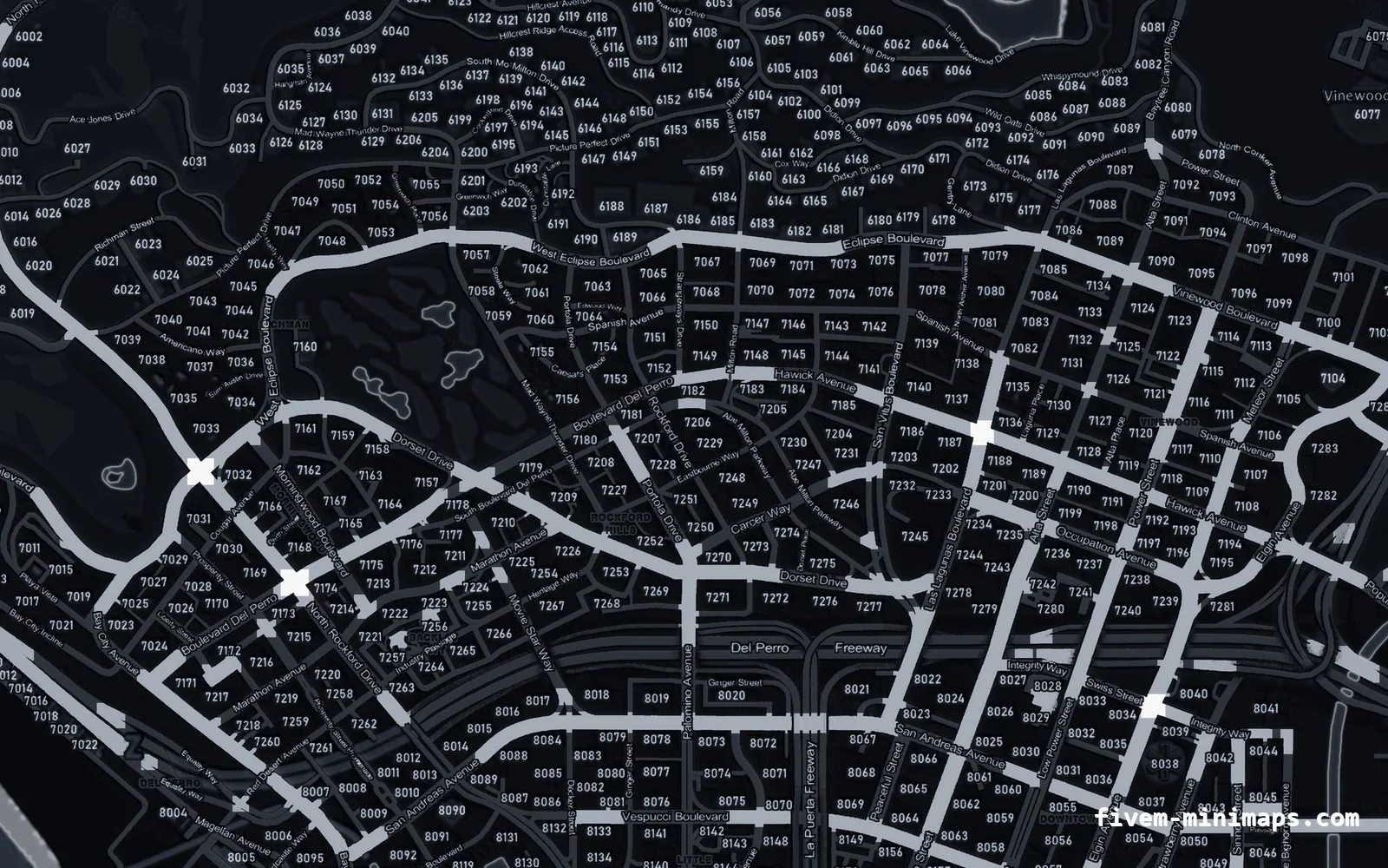 Black minimap on the with postal codes base map
