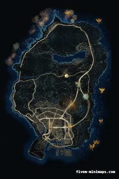 Christmas Blue WINTER COBALT FiveM-compatible minimap for GTA 5 — google style — showing the whole Los Santos and Blaine County map