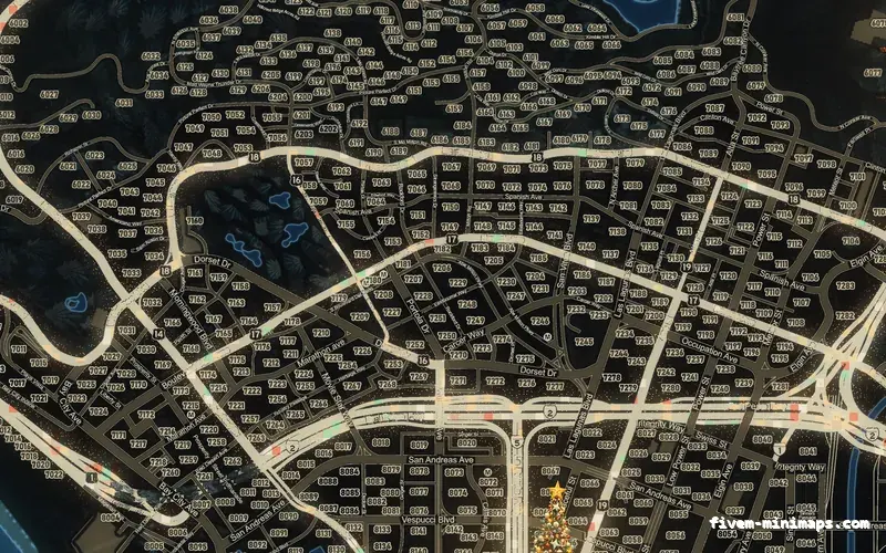 Christmas Blue WINTER COBALT FiveM-compatible minimap for GTA 5 — google style — showing Los Santos street detail