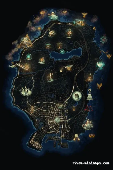 Christmas Blue WINTER COBALT FiveM-compatible minimap for GTA 5 — without postal codes — showing the whole Los Santos and Blaine County map
