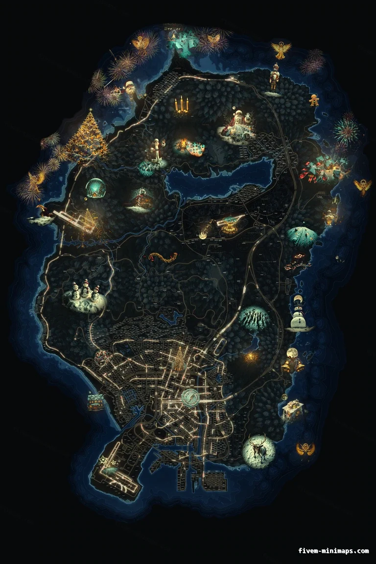 Christmas Blue FiveM Christmas minimap, the whole map
