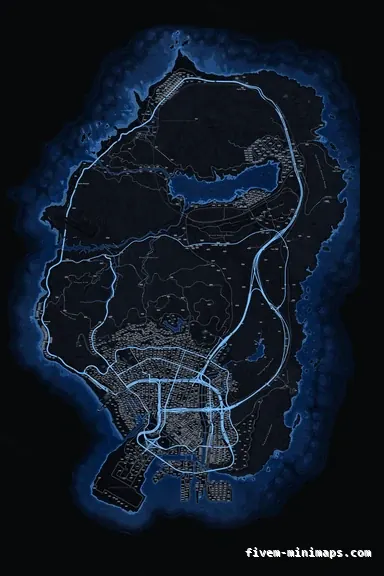 Blue COBALT FiveM minimap for GTA V — google style — showing the whole San Andreas map