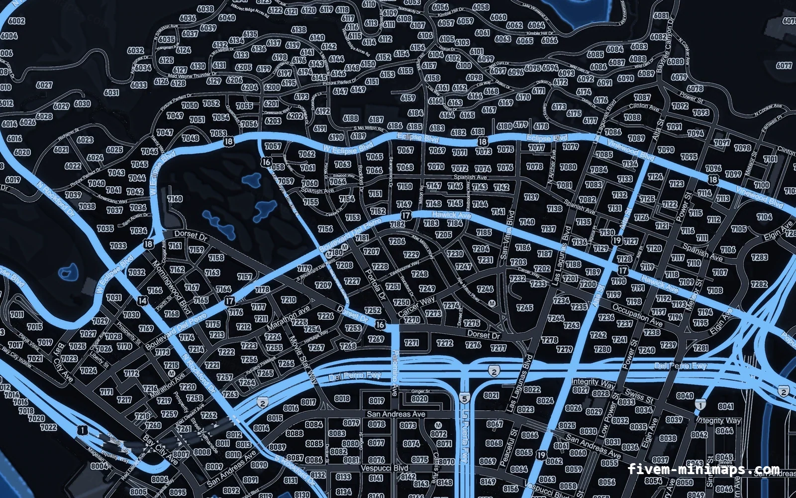 Blue minimap on the google style base map