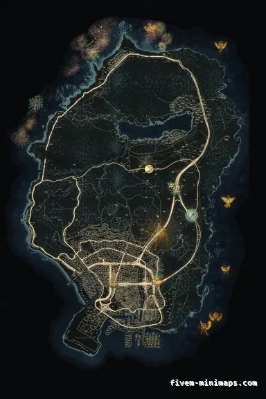 Christmas Gray WINTER GRAPHITE FiveM-compatible minimap for GTA 5 — google style — showing the whole Los Santos and Blaine County map