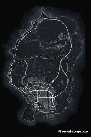 Gray GRAPHITE FiveM minimap for GTA V — google style — showing the whole San Andreas map
