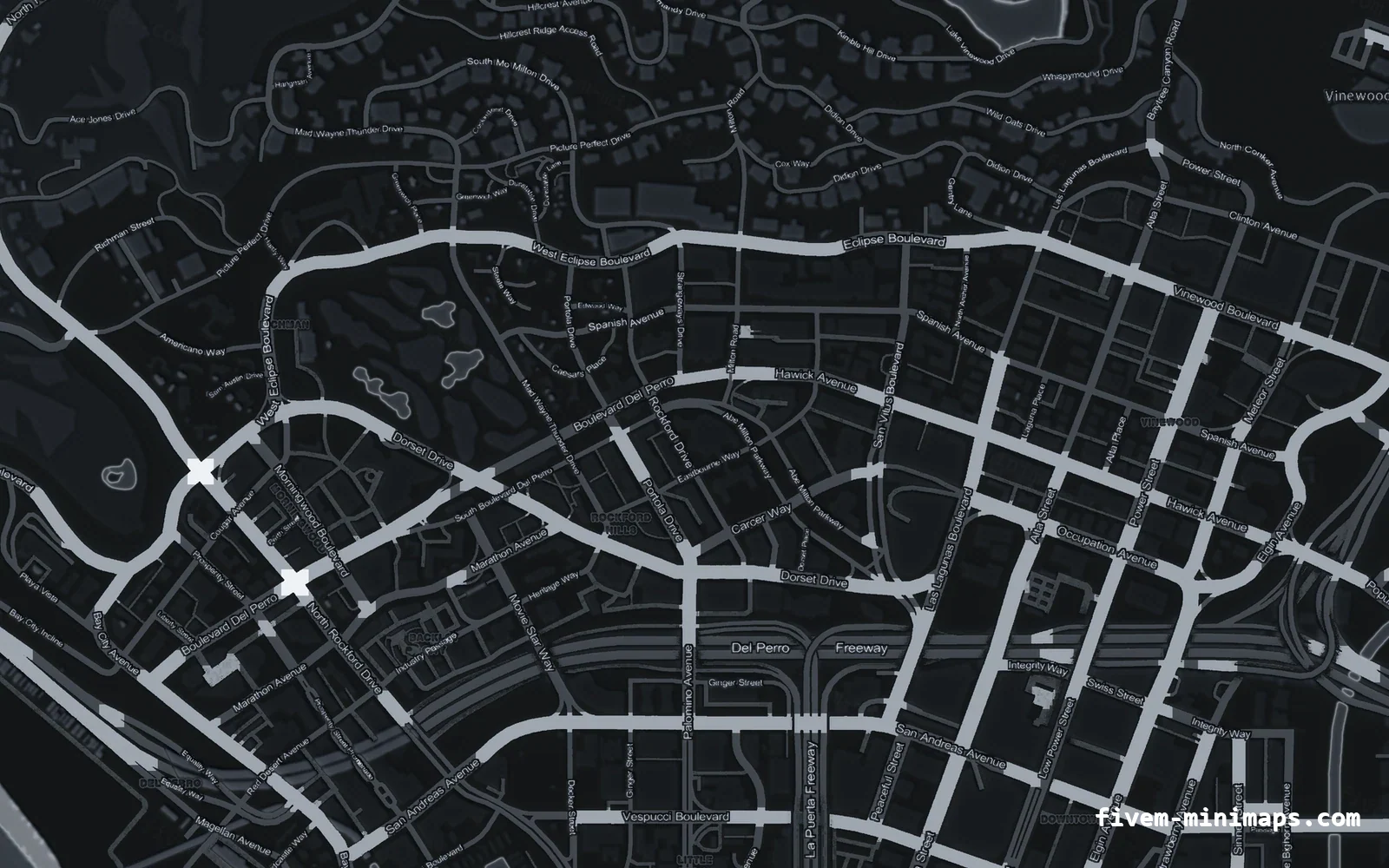 Gray minimap on the without postal codes base map