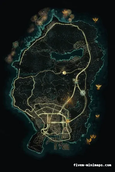 Christmas Green WINTER EMERALD FiveM-compatible minimap for GTA 5 — google style — showing the whole Los Santos and Blaine County map