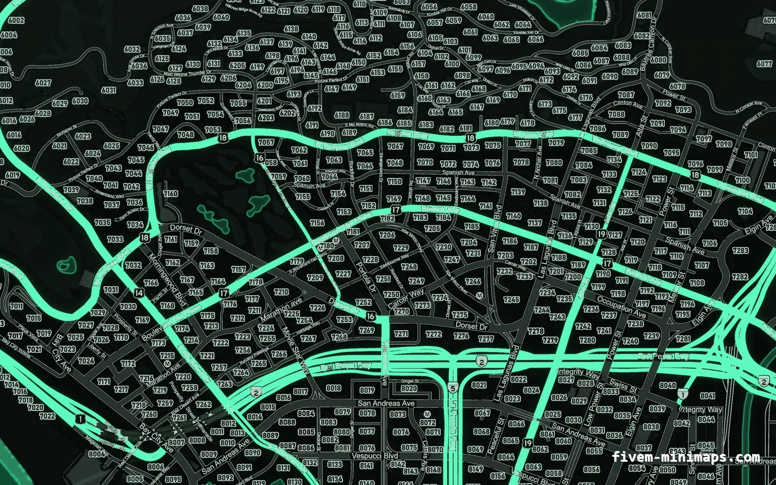 Green minimap on the google style base map