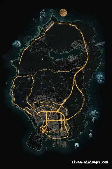 Halloween Green HAUNTED EMERALD FiveM-compatible minimap for GTA 5 — google style — showing the whole Los Santos and Blaine County map