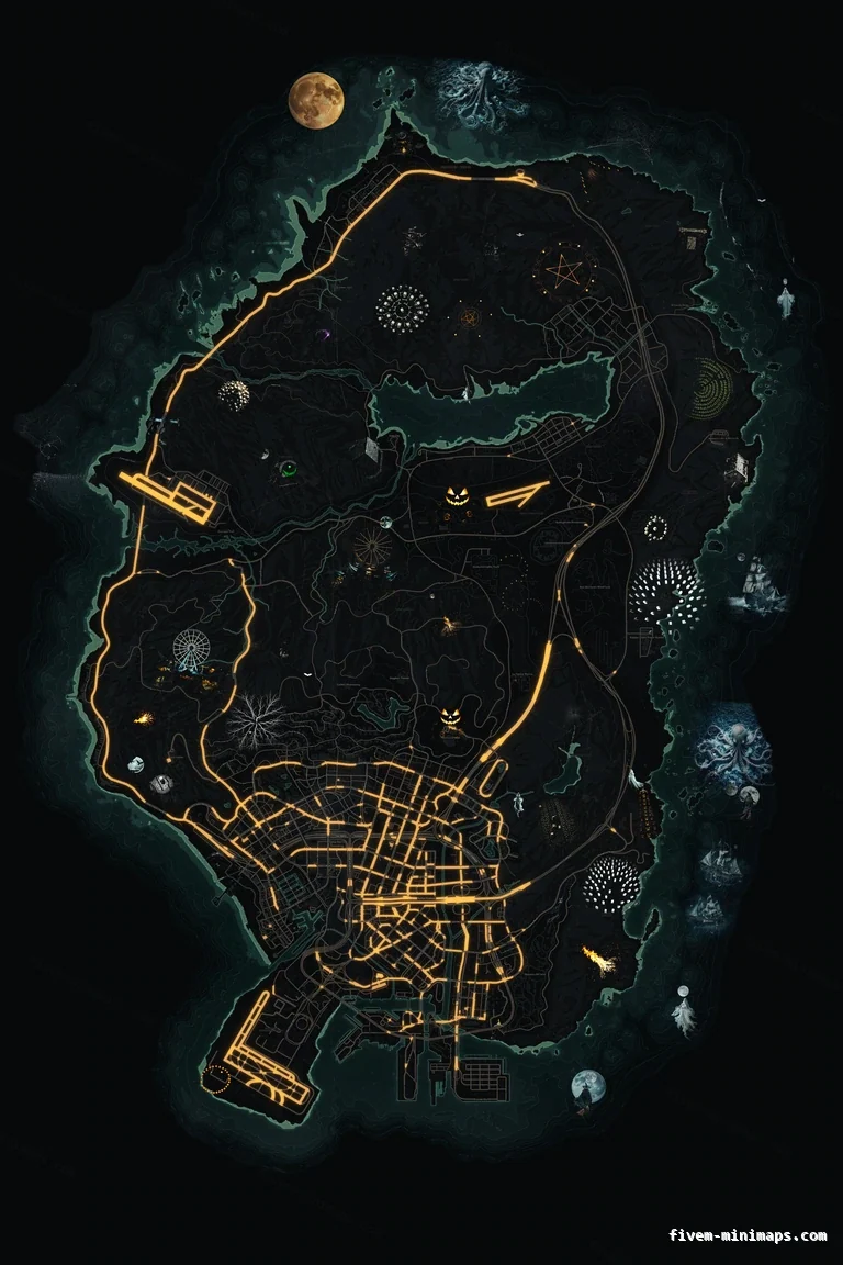 Halloween Green FiveM Halloween minimap, the whole map