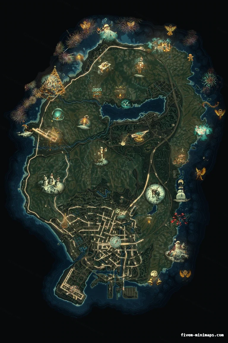Christmas Mixed dark FiveM Christmas minimap, the whole map