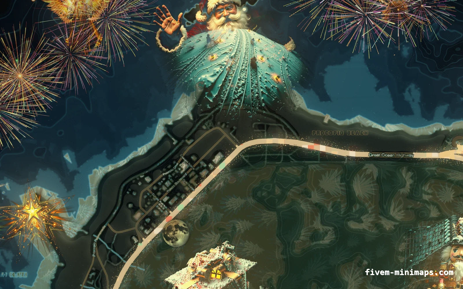 Christmas Mixed dark Christmas minimap for FiveM, paleto bay