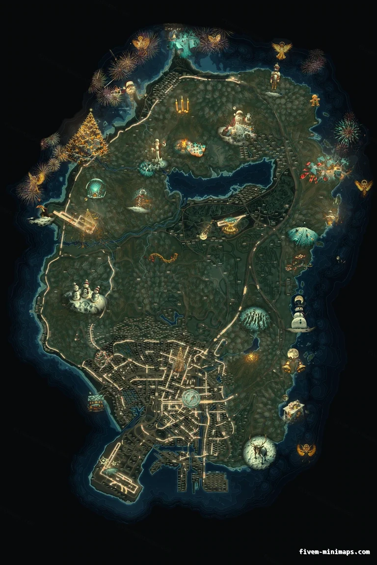 Christmas Mixed dark FiveM Christmas minimap, the whole map