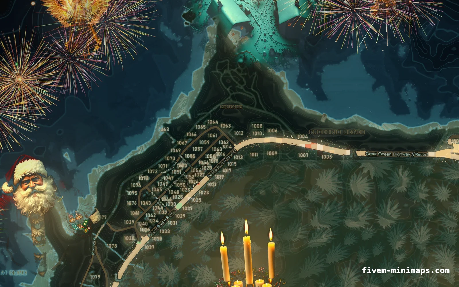Christmas Mixed dark Christmas minimap for FiveM, paleto bay