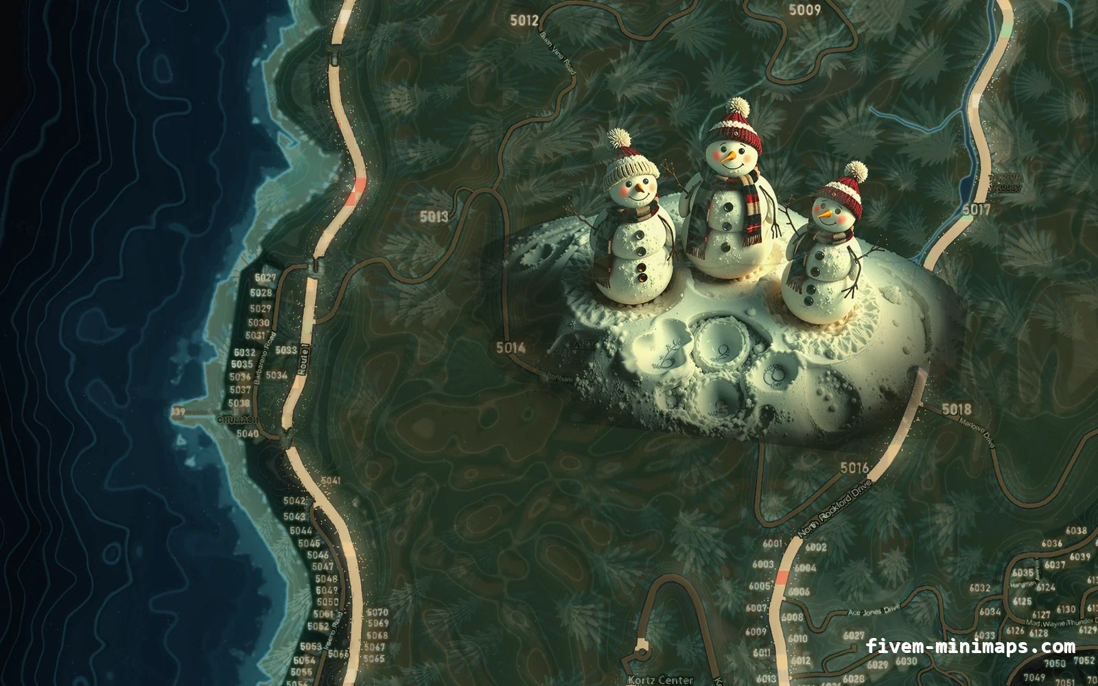 Christmas Mixed dark Christmas minimap for FiveM, the west coast
