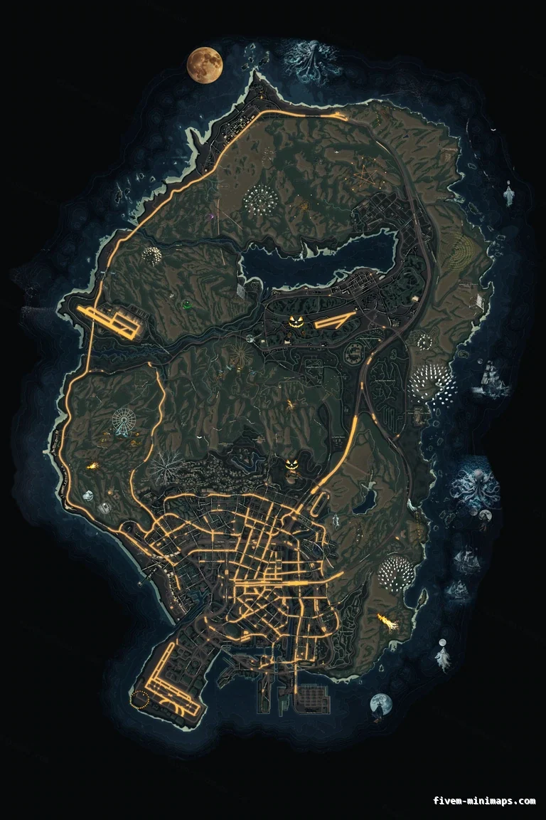 Halloween Mixed dark FiveM Halloween minimap, the whole map