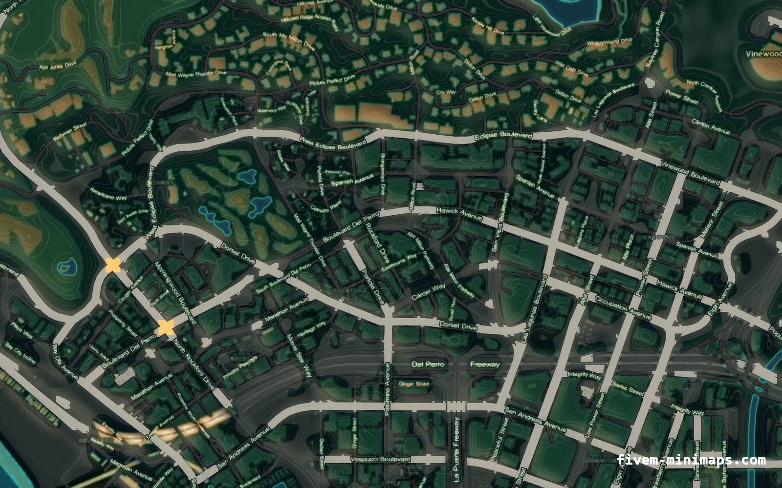 Mixed dark minimap on the without postal codes base map