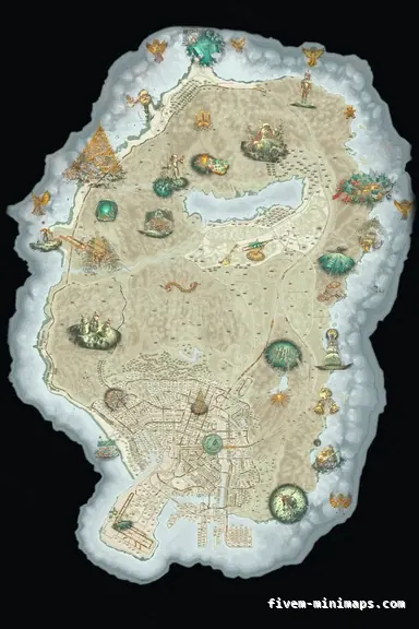 Christmas Mixed light WINTER TOPO DAY FiveM-compatible minimap for GTA 5 — with postal codes — showing the whole Los Santos and Blaine County map