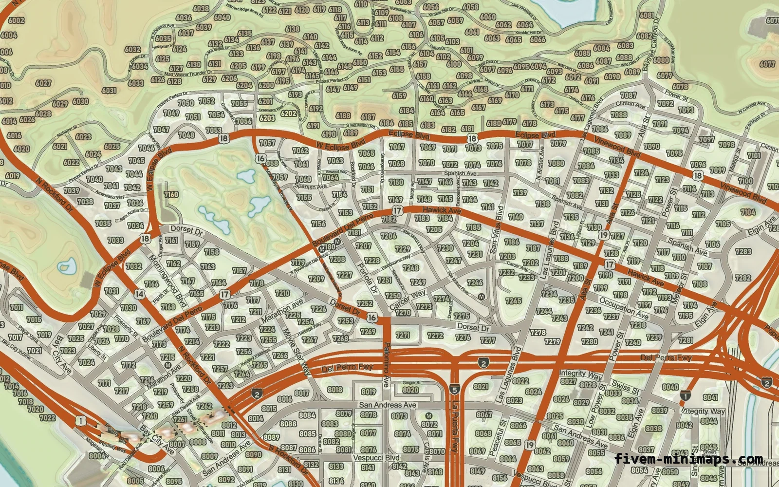 Mixed light minimap on the google style base map