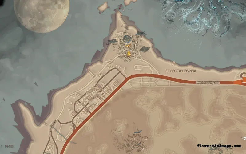 Halloween Mixed light HAUNTED TOPO DAY FiveM-compatible minimap for GTA 5 — without postal codes — showing Paleto Bay and Mount Chiliad
