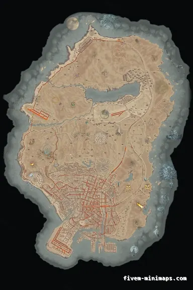 Halloween Mixed light HAUNTED TOPO DAY FiveM-compatible minimap for GTA 5 — with postal codes — showing the whole Los Santos and Blaine County map