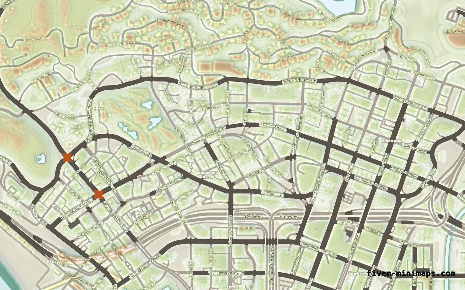 Mixed light minimap on the without postal codes base map