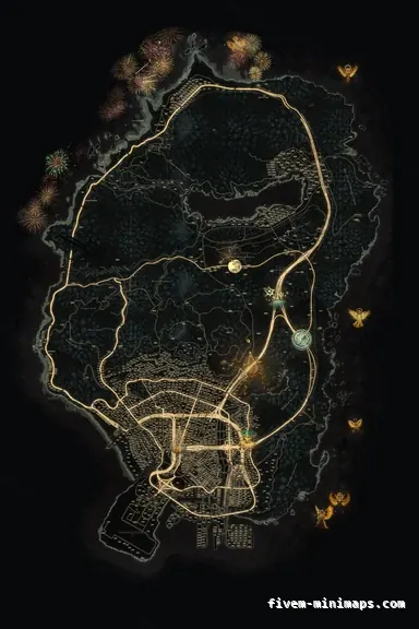 Christmas Orange WINTER EMBER FiveM-compatible minimap for GTA 5 — google style — showing the whole Los Santos and Blaine County map