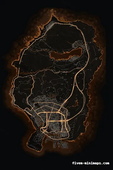 Orange EMBER FiveM minimap for GTA V — google style — showing the whole San Andreas map