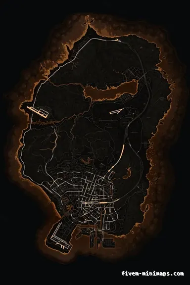 Orange EMBER FiveM minimap for GTA V — without postal codes — showing the whole San Andreas map