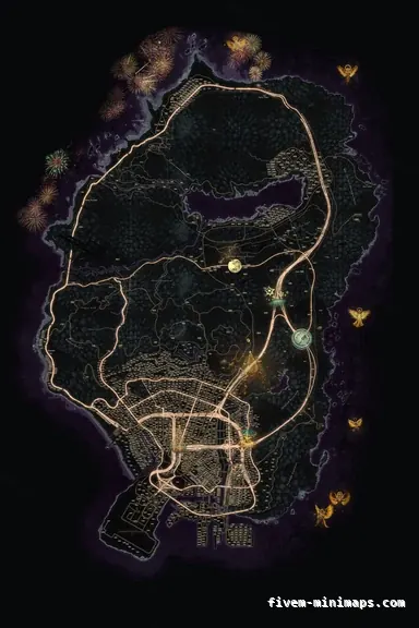 Christmas Pink WINTER MAGENTA FiveM-compatible minimap for GTA 5 — google style — showing the whole Los Santos and Blaine County map