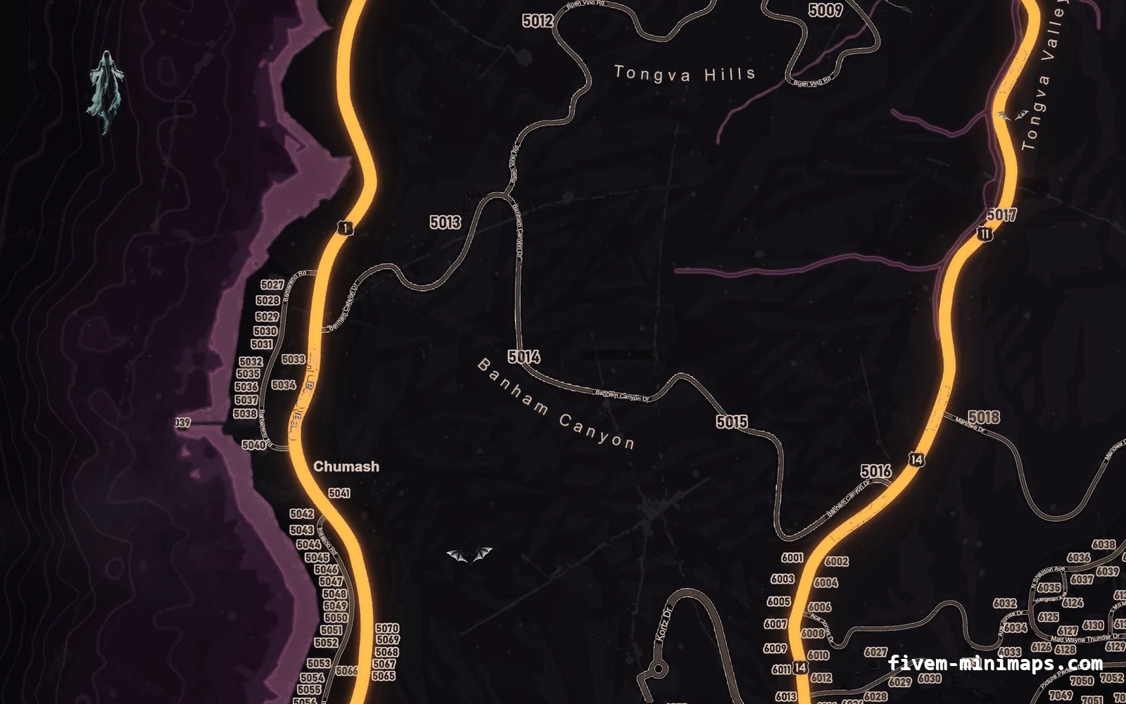 Halloween Pink Halloween minimap for FiveM, the west coast