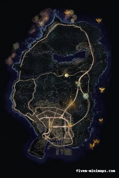 Christmas Purple WINTER VIOLET FiveM-compatible minimap for GTA 5 — google style — showing the whole Los Santos and Blaine County map