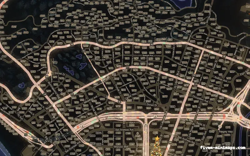 Christmas Purple WINTER VIOLET FiveM-compatible minimap for GTA 5 — google style — showing Los Santos street detail