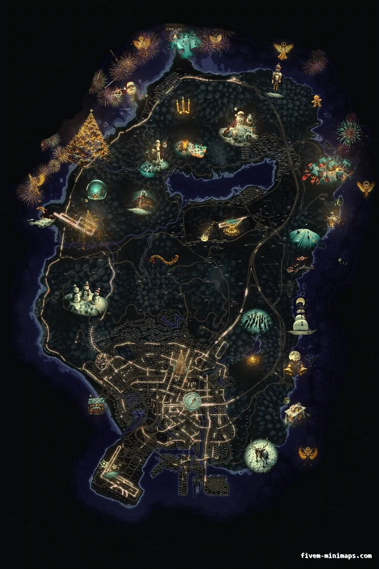 Christmas Purple FiveM Christmas minimap, the whole map