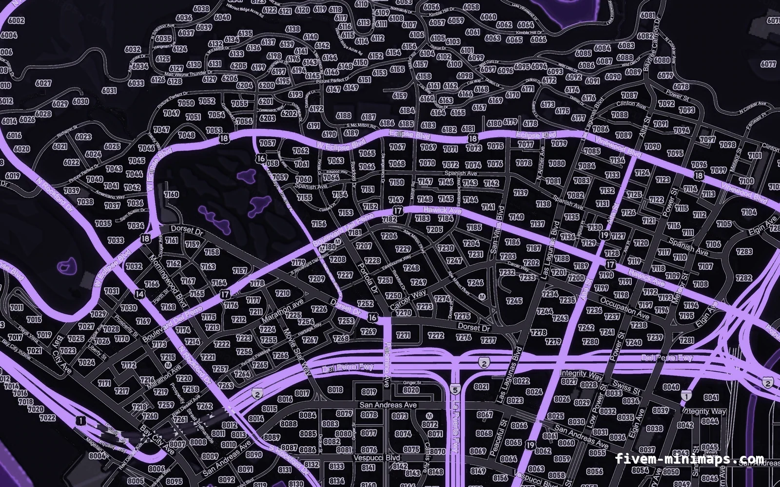 Purple minimap on the google style base map