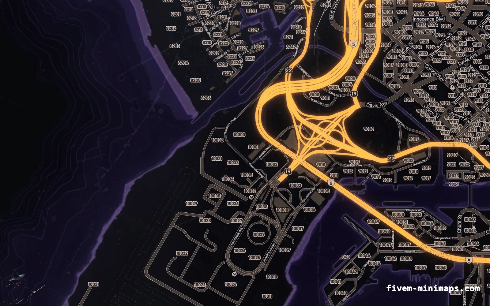 Halloween Purple Halloween minimap for FiveM, the harbour