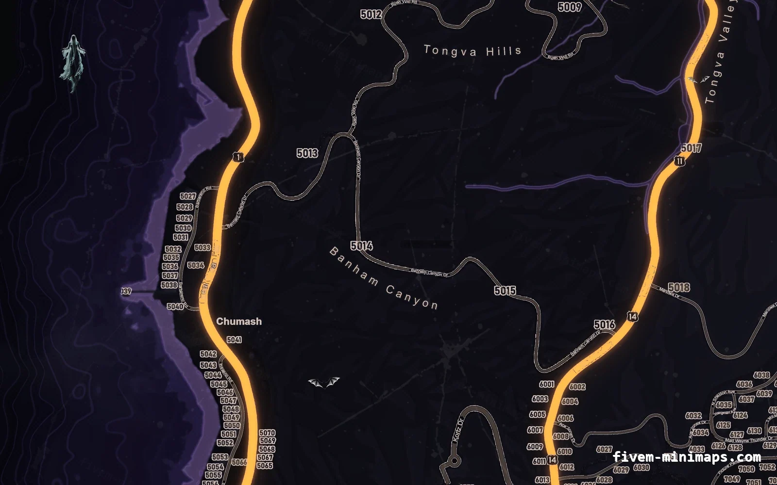 Halloween Purple Halloween minimap for FiveM, the west coast