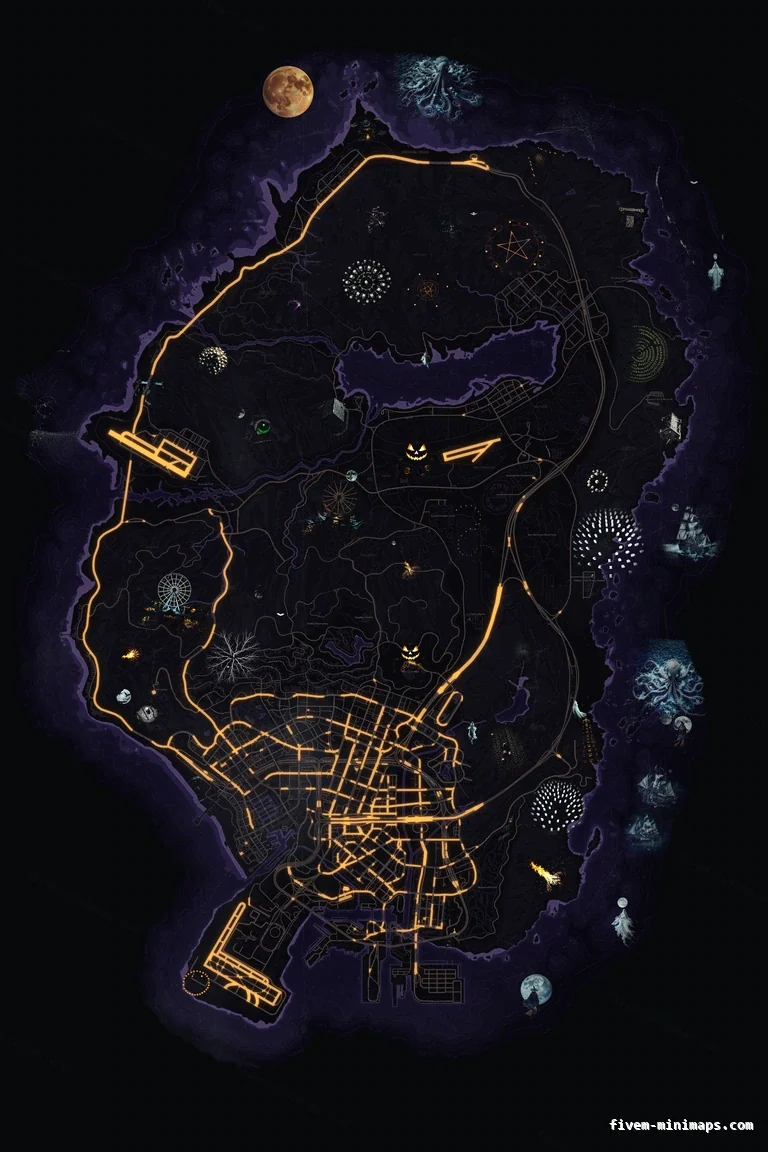Halloween Purple FiveM Halloween minimap, the whole map