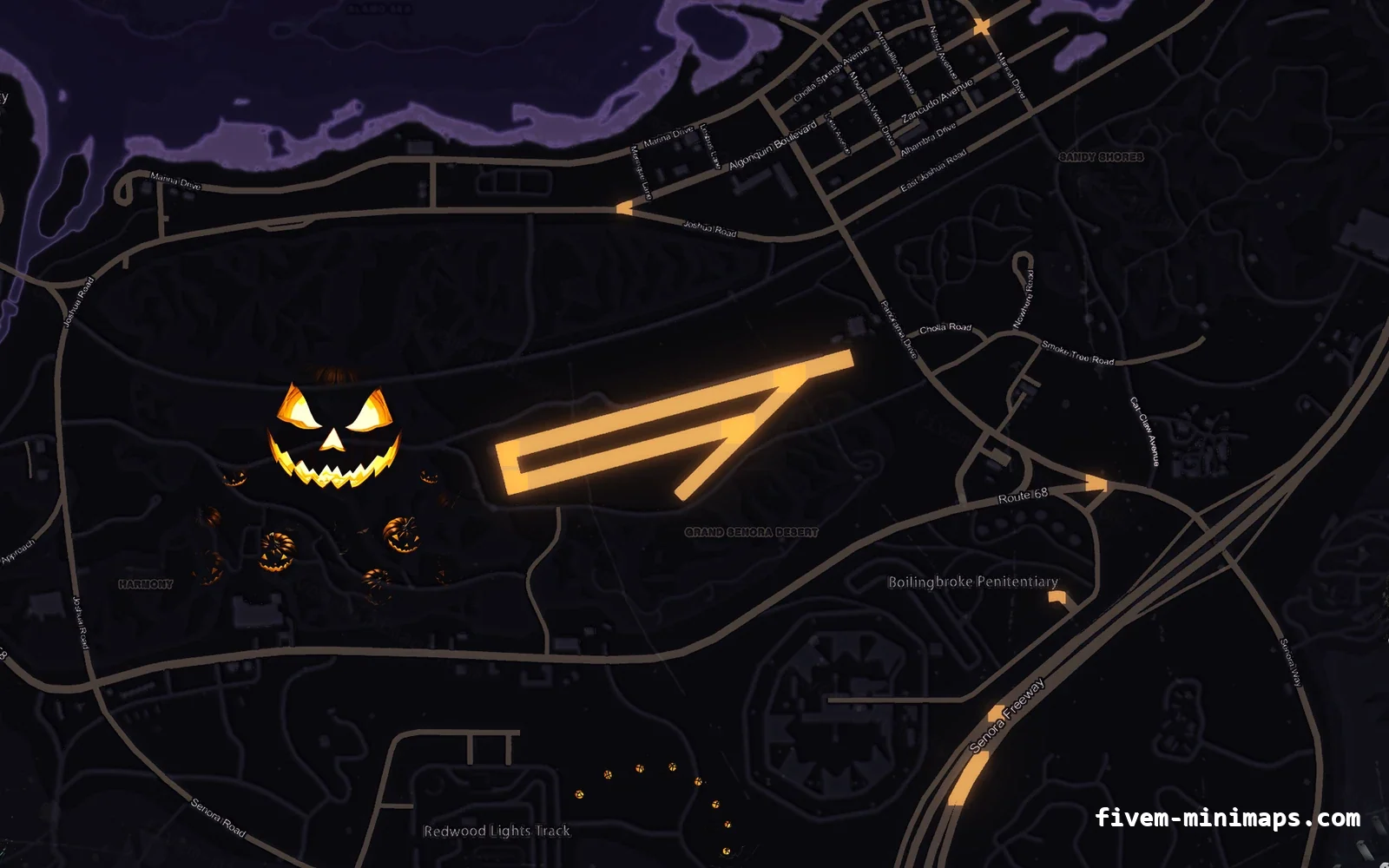 Halloween Purple Halloween minimap — Sandy Shores Halloween Purple Halloween minimap for FiveM, sandy shores