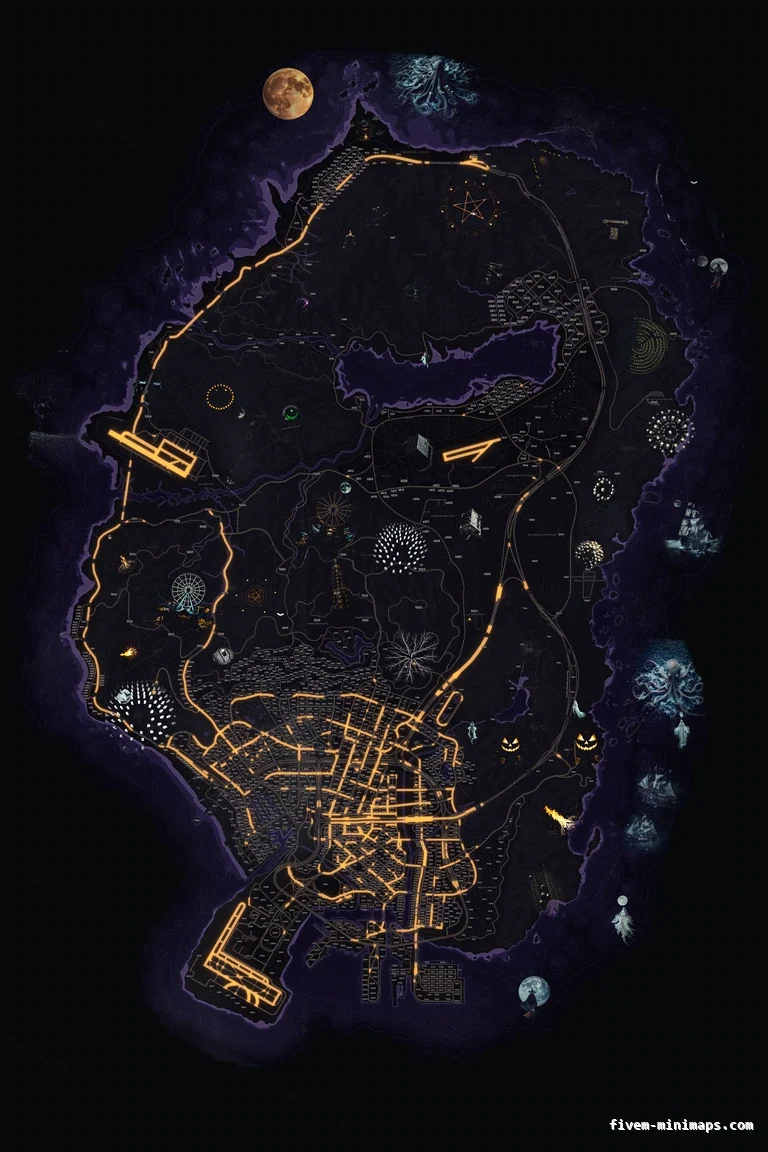 Halloween Purple FiveM Halloween minimap, the whole map