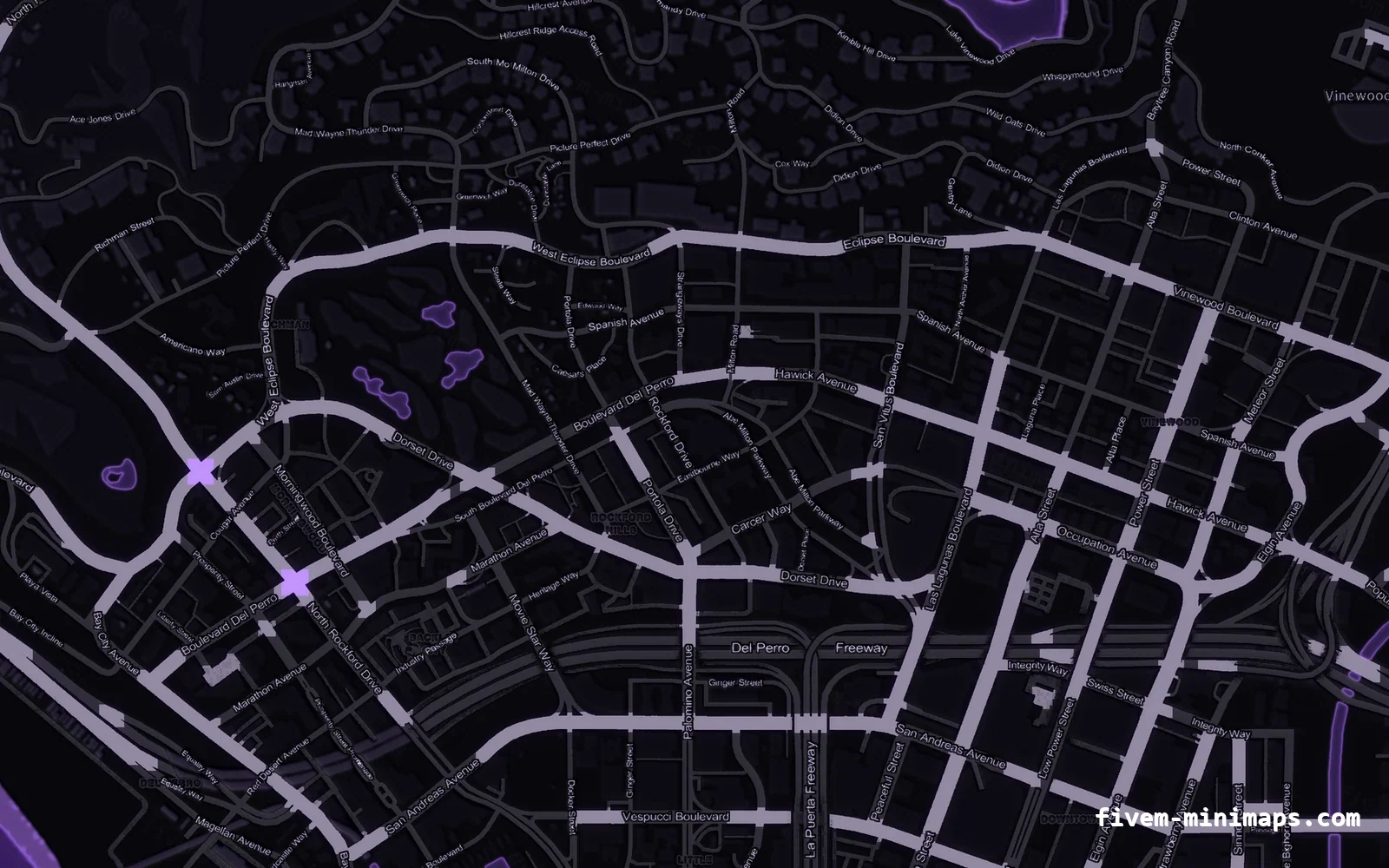 Purple minimap on the without postal codes base map