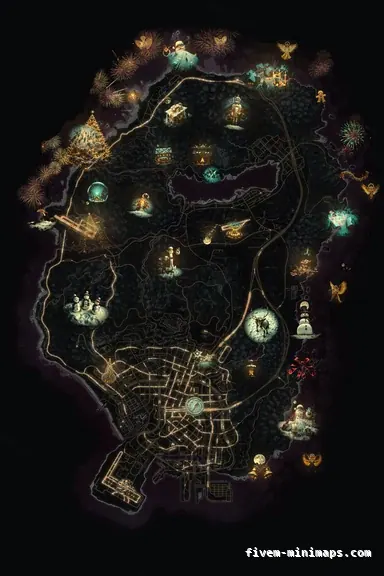 Christmas Red WINTER CRIMSON FiveM-compatible minimap for GTA 5 — without postal codes — showing the whole Los Santos and Blaine County map