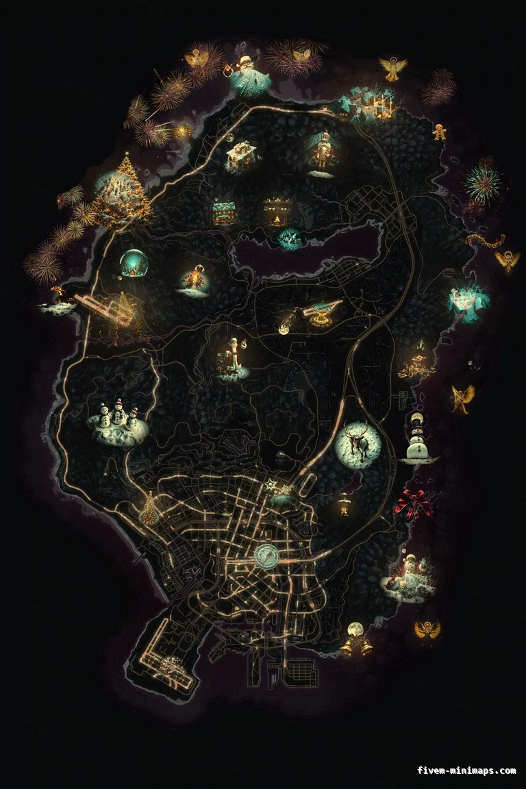 Christmas Red FiveM Christmas minimap, the whole map