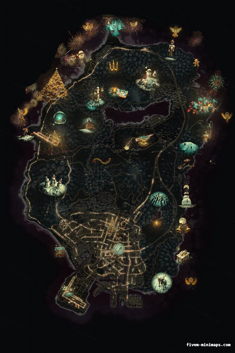 Christmas Red FiveM Christmas minimap, the whole map