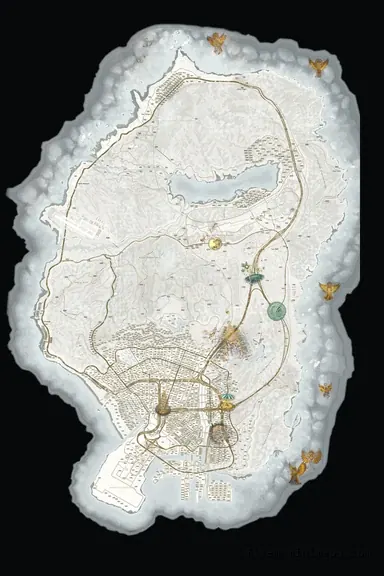Christmas White WINTER ALABASTER FiveM-compatible minimap for GTA 5 — google style — showing the whole Los Santos and Blaine County map
