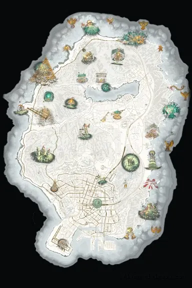 Christmas White WINTER ALABASTER FiveM-compatible minimap for GTA 5 — without postal codes — showing the whole Los Santos and Blaine County map