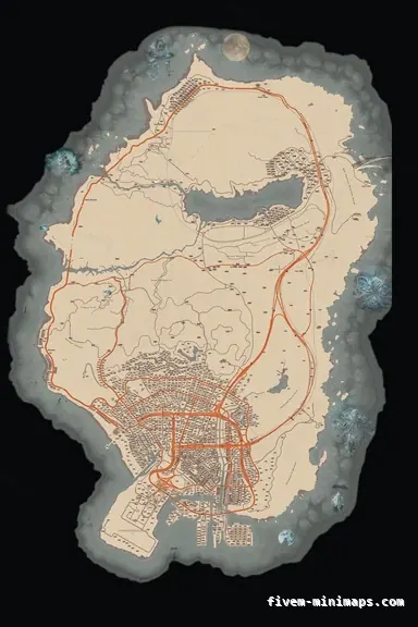 Halloween White HAUNTED ALABASTER FiveM-compatible minimap for GTA 5 — google style — showing the whole Los Santos and Blaine County map