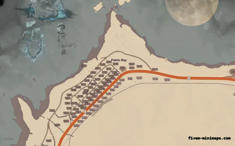 Halloween White HAUNTED ALABASTER FiveM-compatible minimap for GTA 5 — google style — showing Paleto Bay and Mount Chiliad